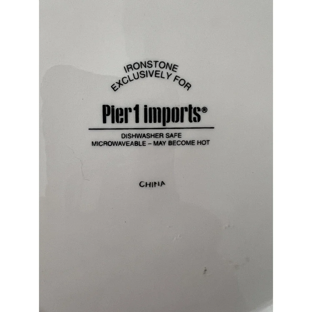 Pier 1‎ Imports Snow Owl Ironstone Plate Textured Script Postcard 8.75